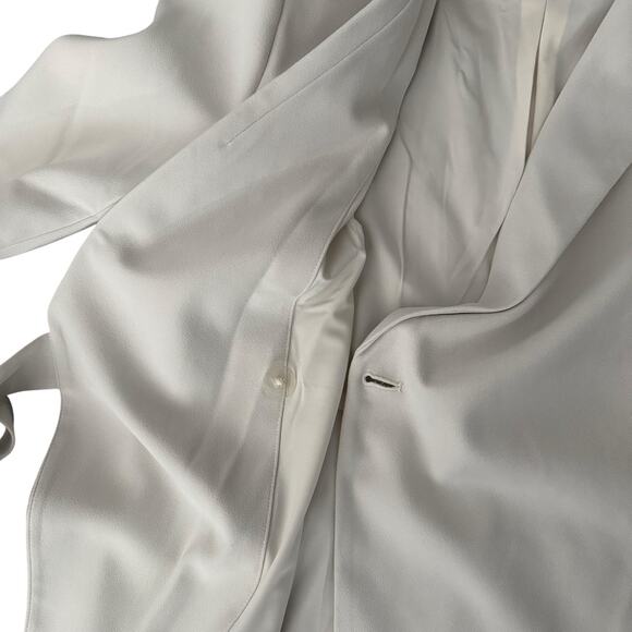 Spanx Opacity Crepe Wrap Blazer Tie Waist Parchment Cream Women’s Size Medium - Picture 11 of 14